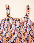 Floral Smocked High Waist Square Neck Jumpsuit