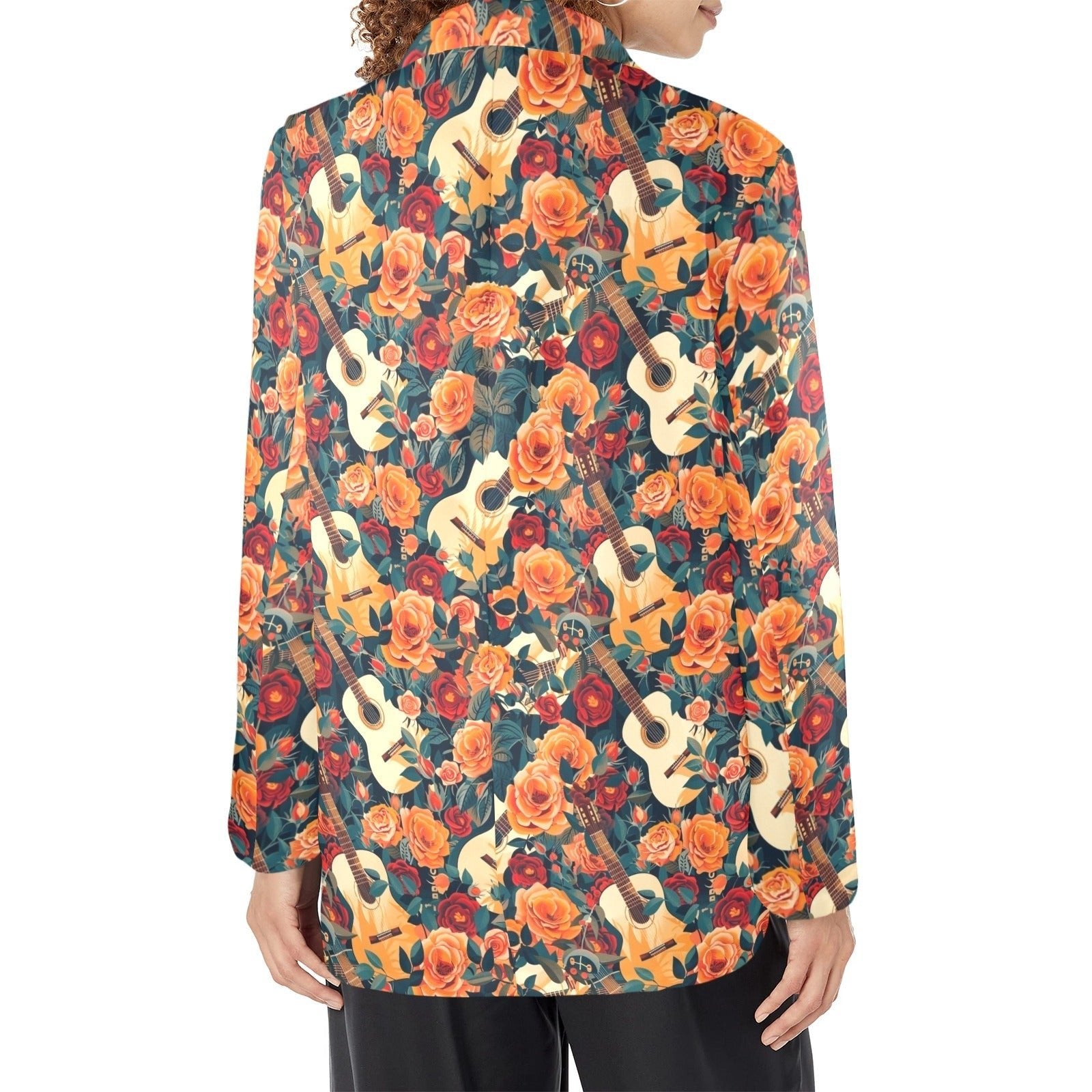 Baha Ranch Colores De Mexico Roses &amp; Guitars Floral Blazer