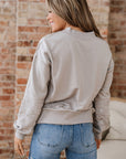 Western Aztec Embroidered Sleeve V-Neck Sweatshirt