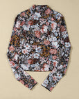 Floral Mesh Long Sleeve Mock Neck Top
