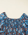Floral Smocked Bodice Ruffle Sleeve Dress