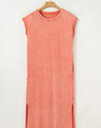 Mineral Wash Pocketed T-shirt Maxi Dress