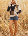 Paige Cable Knit Sleeve Buttons Collared Sweater
