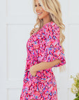 Abstract Puff Sleeve V-Neck High Waist Romper