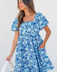 Floral Puff Sleeve Babydoll Mini Dress