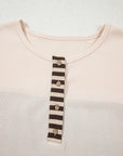 Plus Size Stripe Plaid Patchwork Waffle Top