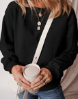 Solid Fleece Lined Drop Shoulder Terry Sweatshirt