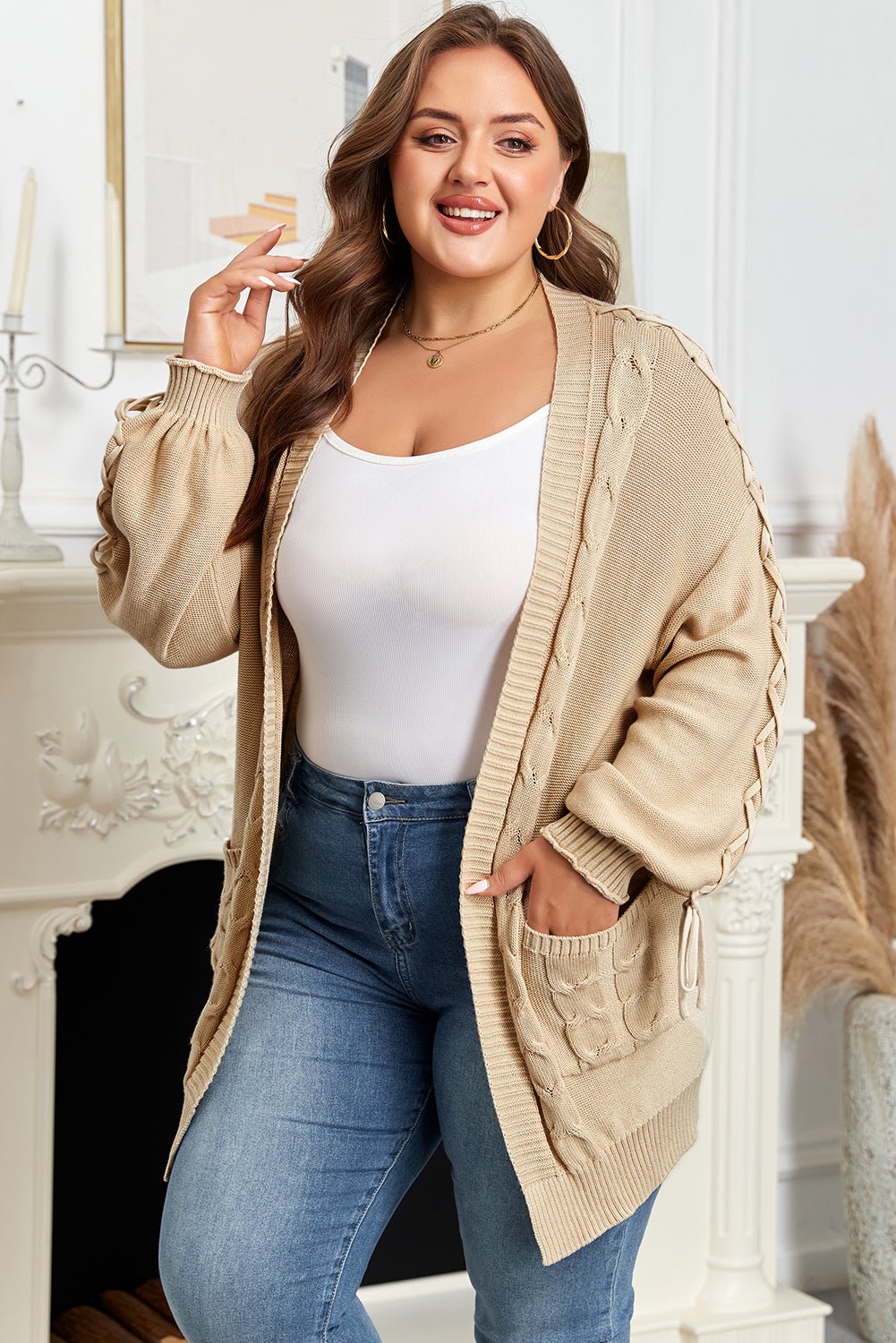 Leilany Tie Sleeve Open PLUS Cardigan
