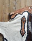 Hilason Western Bull Riding Chinks Chaps Rodeo Bronc Smooth Leather White Adult