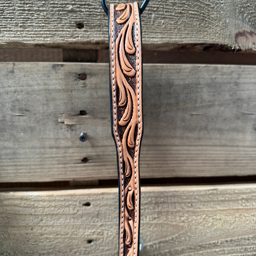 Red Floral Tooled Lariat &amp; Leather Combo Halter