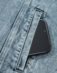 Denim Button Flap Pocket Frayed Vest