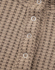 Solid Textured Knit Snap Button Collar Top