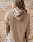Ribbed Knit Leopard & Lace Drawstring Hoodie