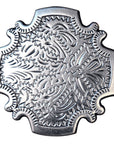 Western Screw Back Concho Antique Silver Finish Floral Berry Saddle