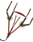 ExionPro 5 Point Breastplate with Sheepskin Padding - Green Elastic & White Lines