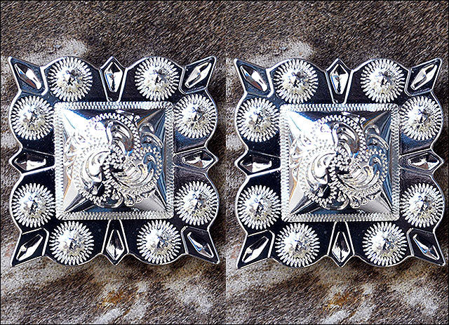 Western Screw Back Concho German Silver 1.5 In Square Cowgirl S Hilason