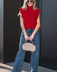 Alessia Ruffled Short Sleeve Sweater