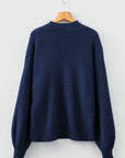 Solid Front Seam Drop Shoulder Sweater