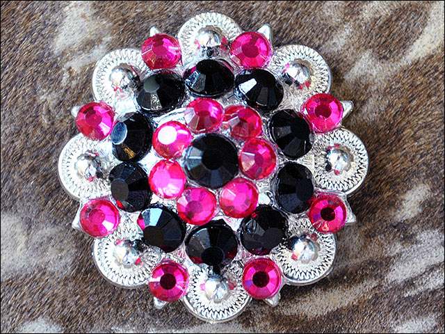 Black Hot Pink Crystals Berry Headstall Saddle Tack Hilason