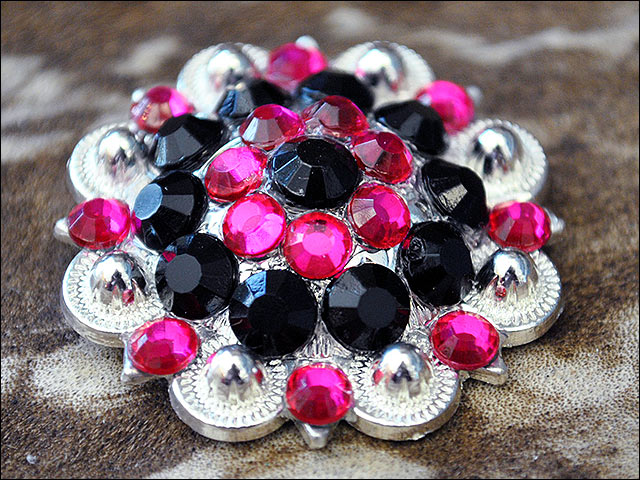 Black Hot Pink Crystals Berry Headstall Saddle Tack Hilason
