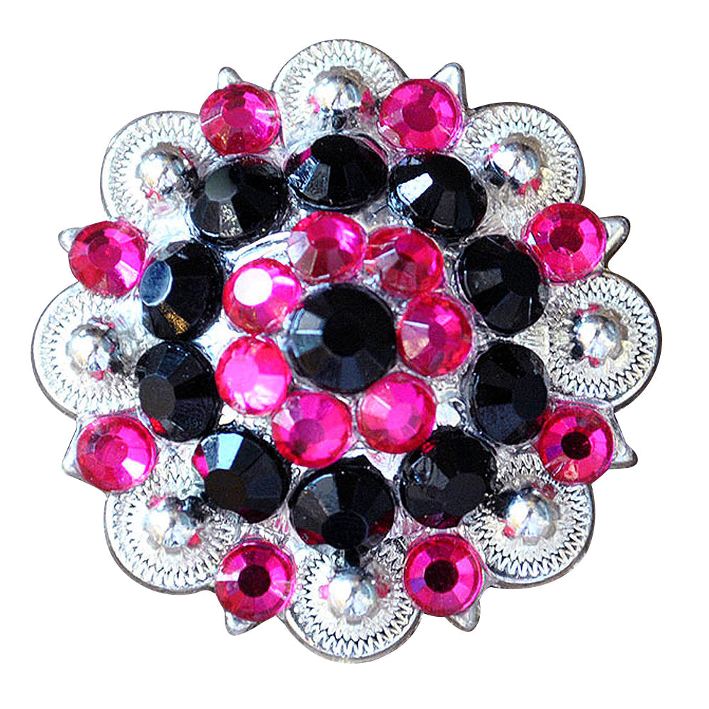 Black Hot Pink Crystals Berry Headstall Saddle Tack Hilason