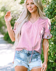 Floral Embroidered Puff Sleeve Blouse