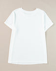 Plus Size Solid Rolled Short Sleeve T-Shirt