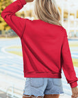 Solid Mock Neck Drop Shoulder Oversize Sweatshirt