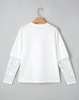 Hallie Lace Long Sleeve Insert Drop Shoulder Top