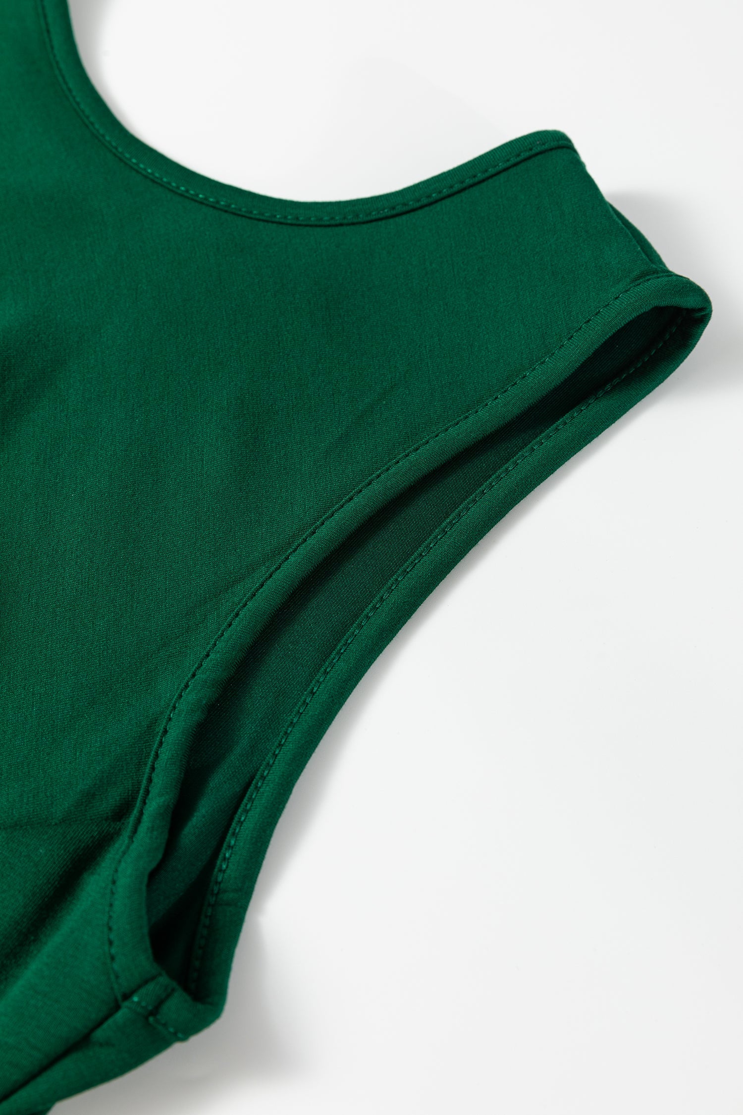 Solid Round Neck Ruched Sleeveless Dress