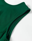 Solid Round Neck Ruched Sleeveless Dress