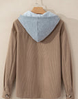 Isabella Hooded Drawstring Corduroy Shacket