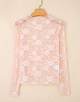 Floral Lace Sheer Mesh Long Sleeve Top