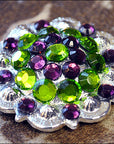 Peridot Green Amethyst Crystals Berry Headstall Saddle Hilason
