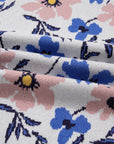 Floral Panel Colorblock Sleeve Crewneck Sweater