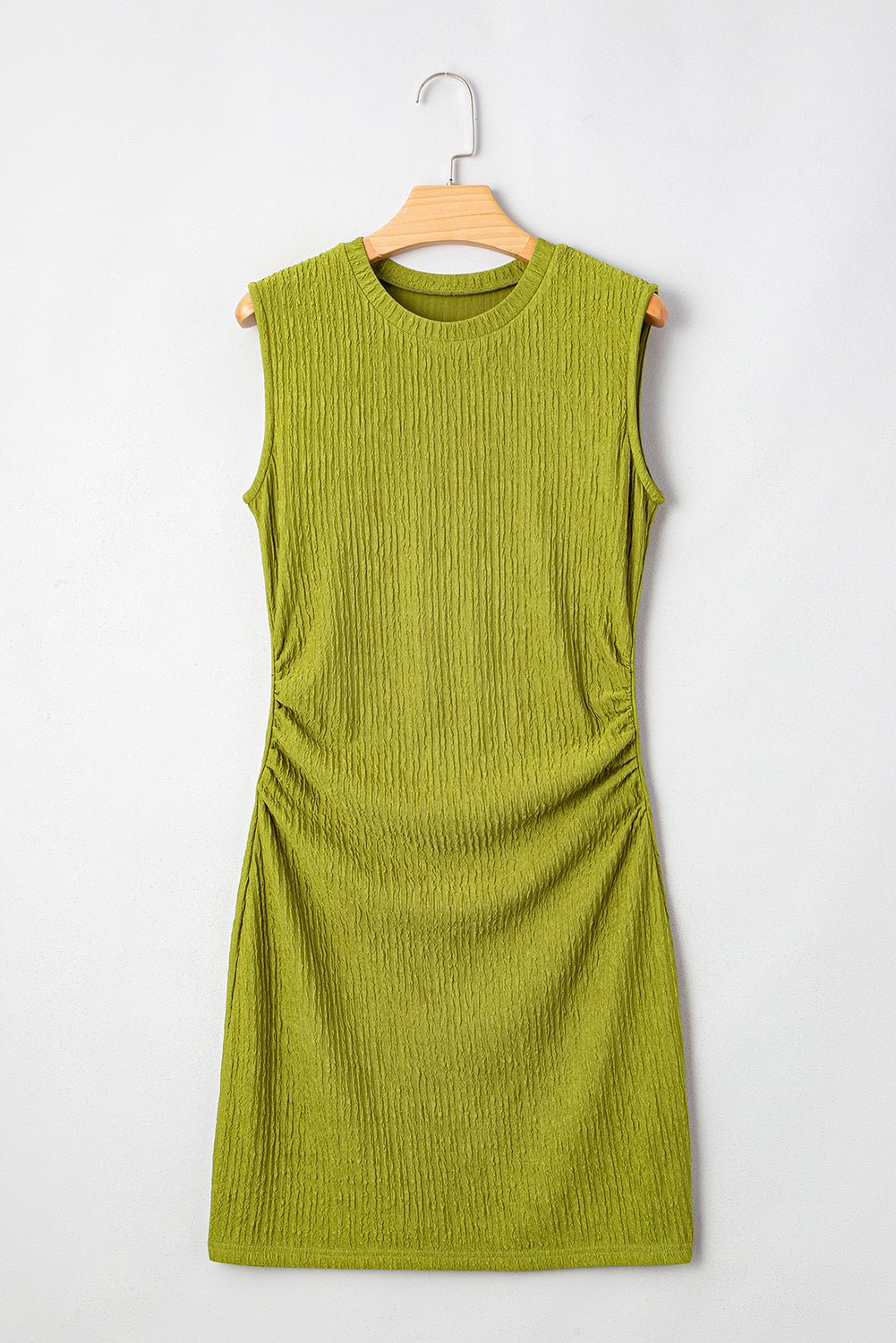 Textured Ruched Side Bodycon Tank Dress
