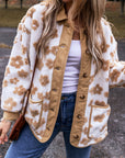 Floral Button-Up Fleece Pocketed Jacket