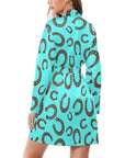 Turquoise Horseshoe Women's Long Sleeve Belted Satin Feel Dressing Lounge Robe