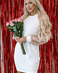 Sequin Patchwork Puff Sleeve Mini Dress