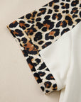 Leopard Patchwork Half Buttoned Short Sleeve Top
