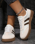 Lila Leather Patchwork Flat Sneakers
