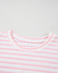 Stripe Knitted Top & Drawstring Shorts Set