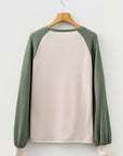 Peyton Block Raglan Sleeve Top