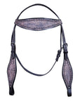 HILASON Western Horse Headstall Breast Collar Set Tack Genuine American Leather Barb Wire Rough Out Black