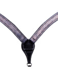 HILASON Western Horse Headstall Breast Collar Set Tack Genuine American Leather Barb Wire Rough Out Black