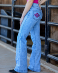 MIA TROUSERS - ACID WASH PINK POCKET