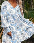 Floral Ruffle Tie Neck Mini Dress