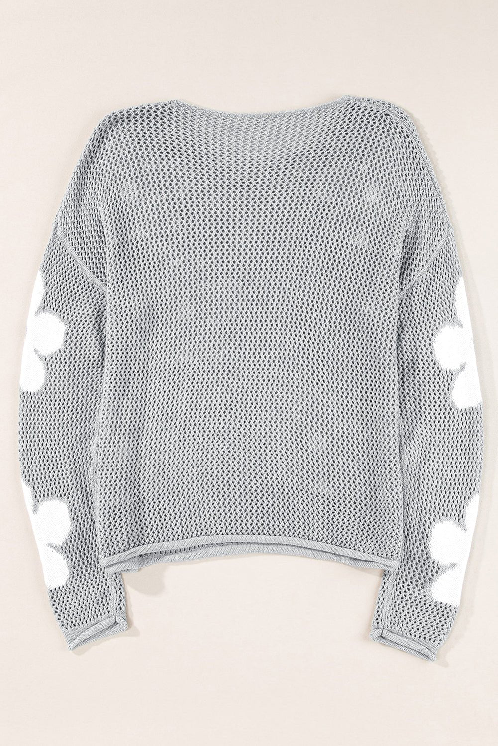 Dulce Big Flower Hollowed Knit Drop Shoulder Sweater