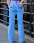 MIA TROUSERS - ACID WASH PINK POCKET
