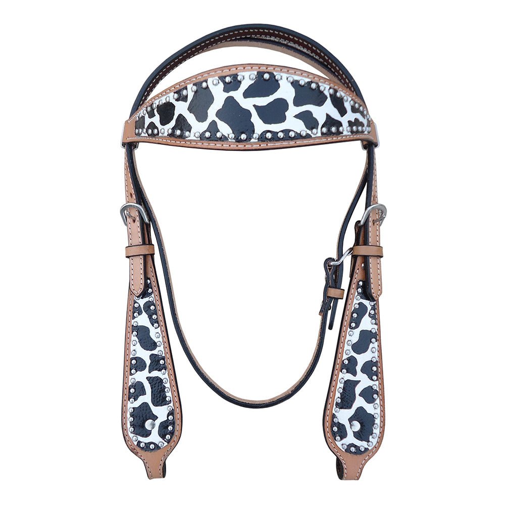 HILASON W. H. Leather Headstall &amp; Breast Collar Set White Leopard –